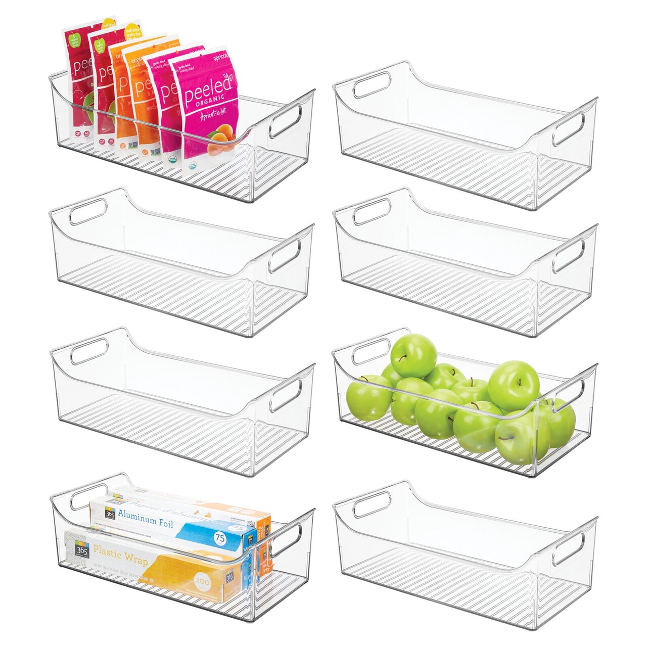 mDesign Plastic Kitchen Storage Container Bin with Handles, 8 Pack